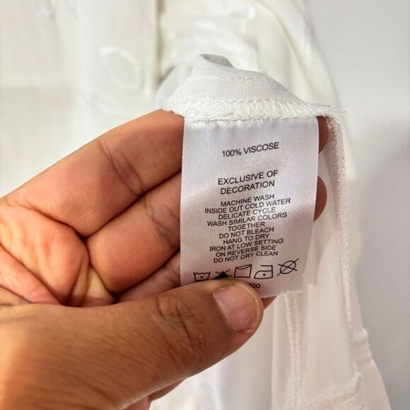 Beyond The Radar Women's Eyelet Midi Wrap Skirt White Large Unlined Embroidery - Picture 14 of 15